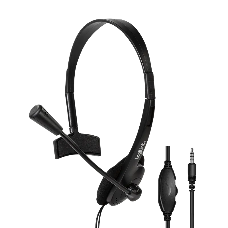 Mono-Headset, 1x 3,5-mm-Klinkenstecker, Bügelmikrofon, Eco-Box