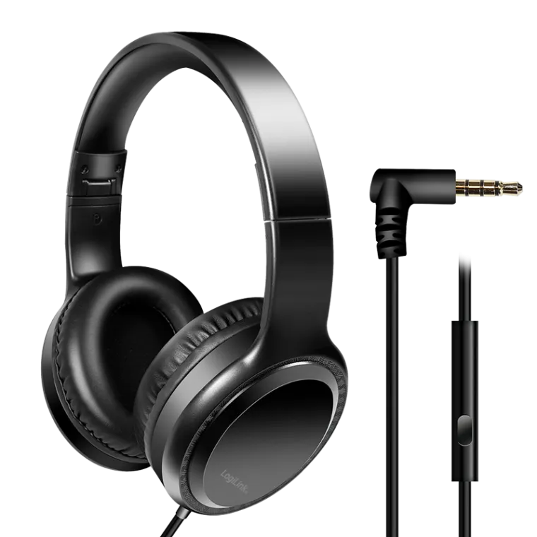 Stereo-Headset mit Mikrofon, 3,5-mm-Klinkenstecker, schwarz