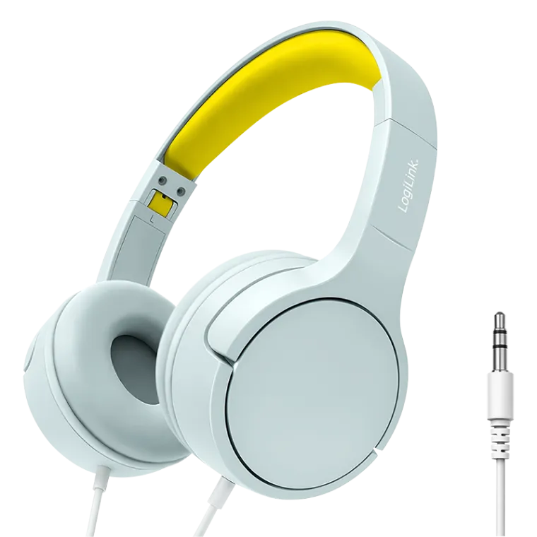 Kinderkopfhörer, 3,5 mm-Aux-Anschluss, max. 75 dB, faltbar, Blau