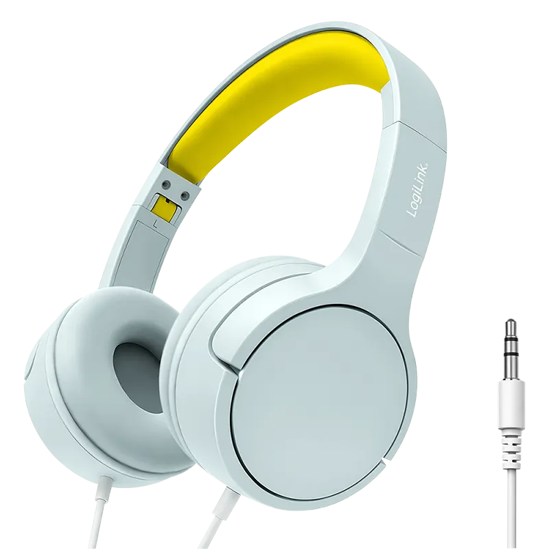 Kinderkopfhörer, 3,5 mm-Aux-Anschluss, max. 75 dB, faltbar, Blau