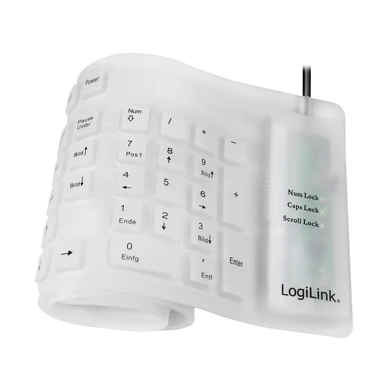 Tastatur Flexibel Wasserfest USB + PS/2, weiß