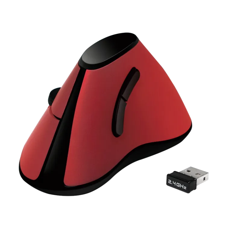Ergonomische Funk-Maus, vertikal, 2.4 GHz, 1200 dpi, rot