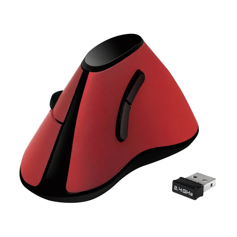 Ergonomische Funk-Maus, vertikal, 2.4 GHz, 1200 dpi, rot