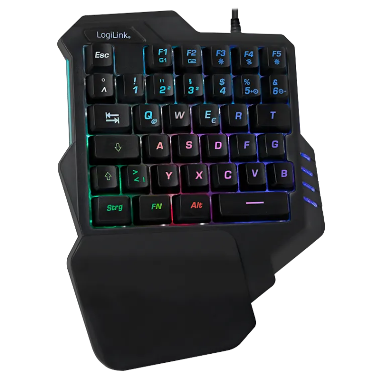 Beleuchtete Einhand-Gaming Tastatur, schwarz