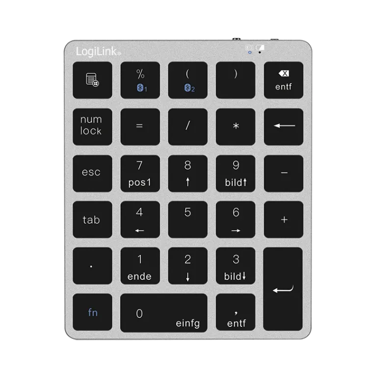Kabelloses 28-Tasten-Keypad mit BT 5.0, Scherenmechanik, Space-grau