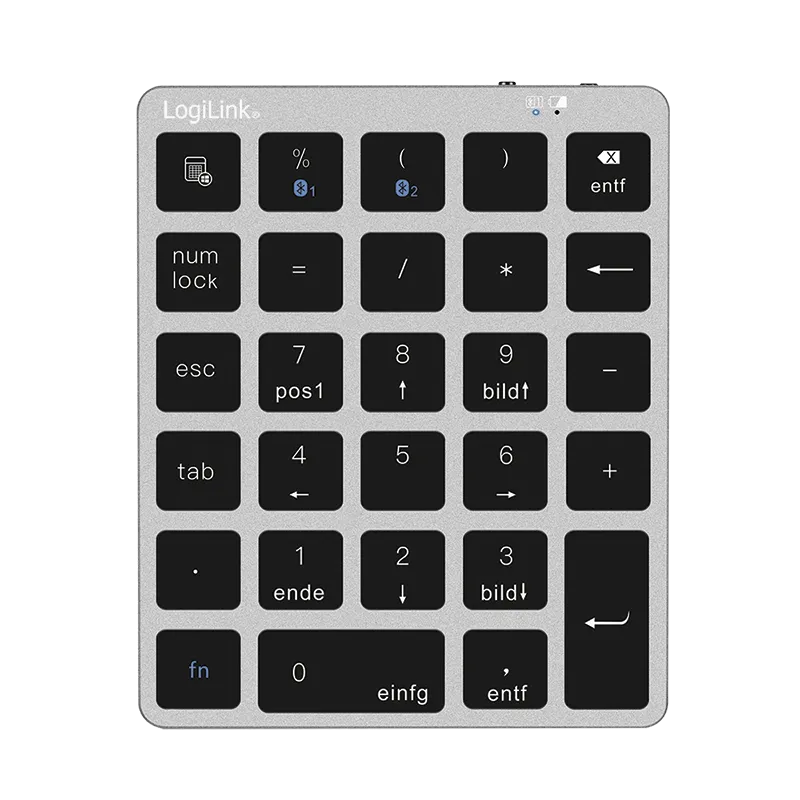 Kabelloses 28-Tasten-Keypad mit BT 5.0, Scherenmechanik, Space-grau