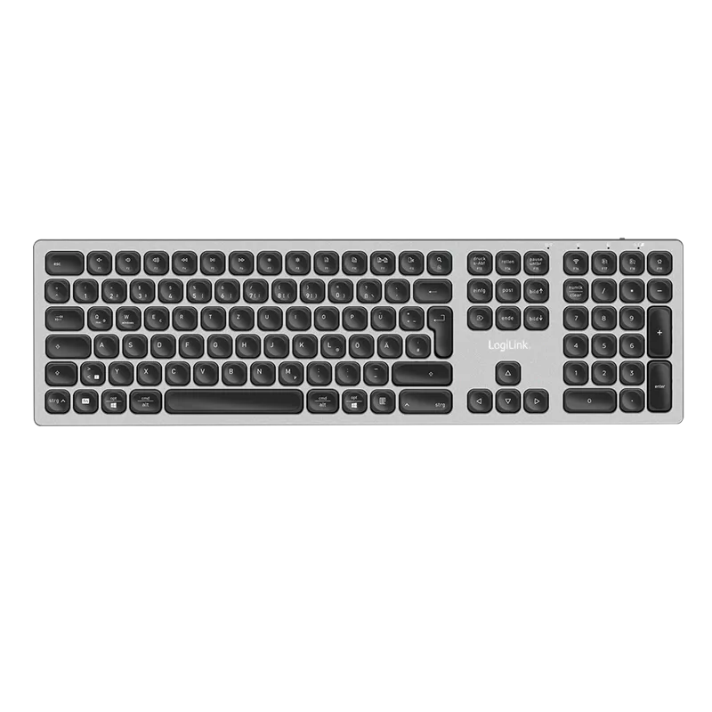 Kabellose Multi-Device-Tastatur, BT 5.0, Aluminium, Grau