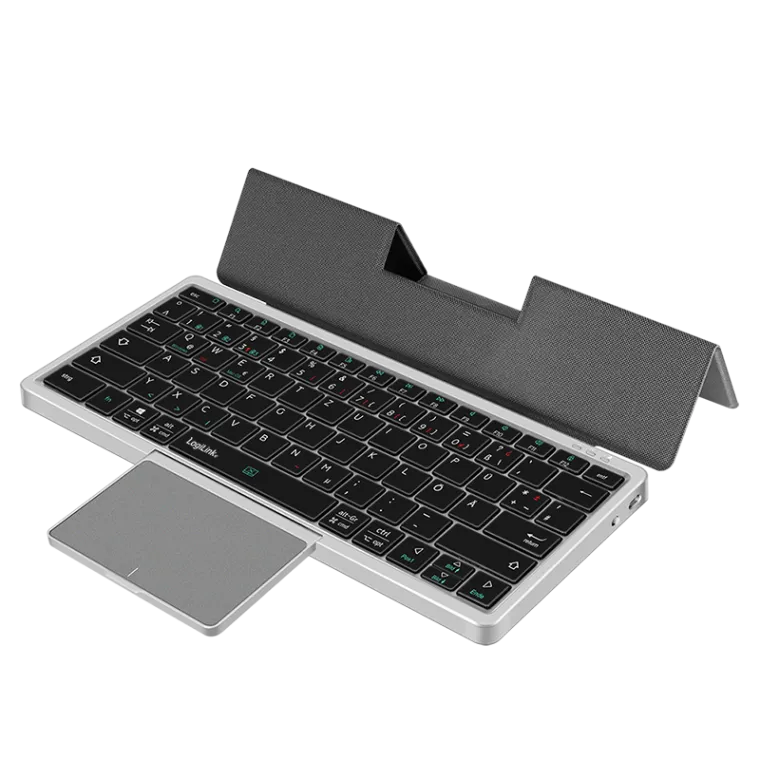 Kabellose Multi-Device-Tastatur, BT 5.1, mit Trackpad und abnehmbarem Cover, grau