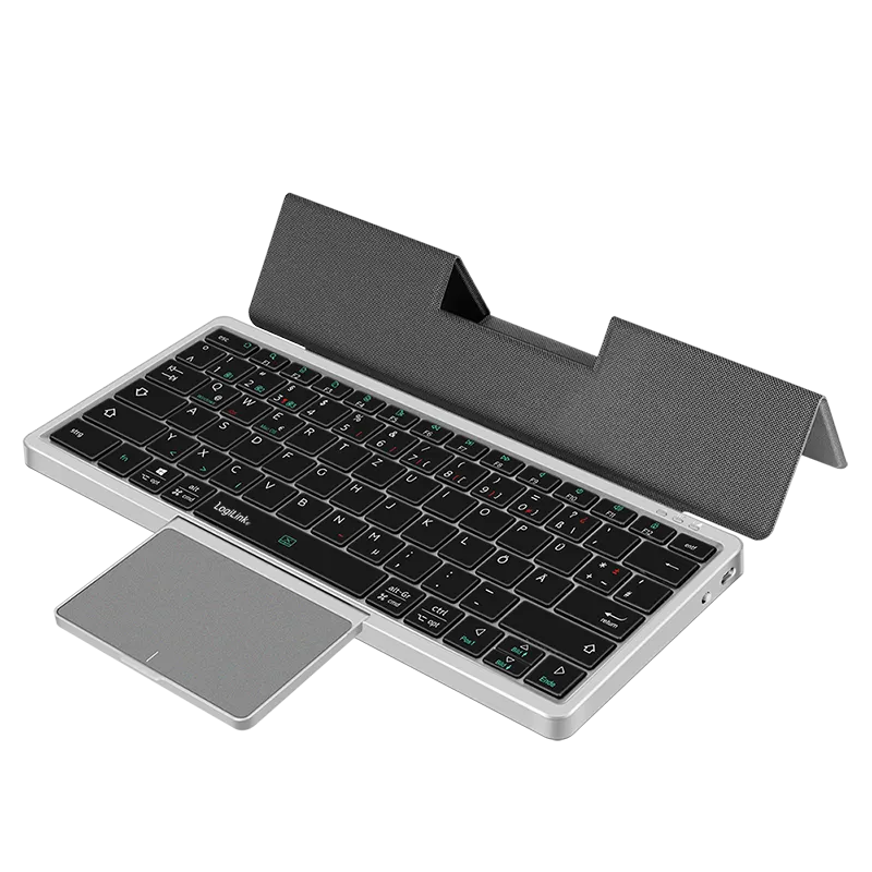 Kabellose Multi-Device-Tastatur, BT 5.1, mit Trackpad und abnehmbarem Cover, grau