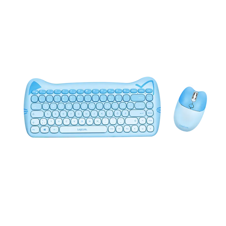Kabellose 2,4 GHz Tastatur-Maus-Kombi, 1600 DPI, kindgerecht, DE-Layout, Blau