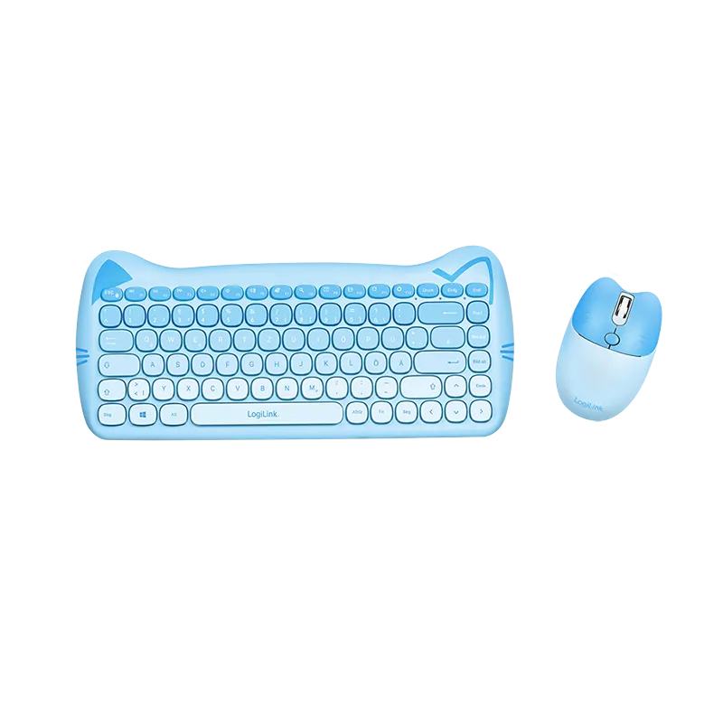 Kabellose 2,4 GHz Tastatur-Maus-Kombi, 1600 DPI, kindgerecht, DE-Layout, Blau