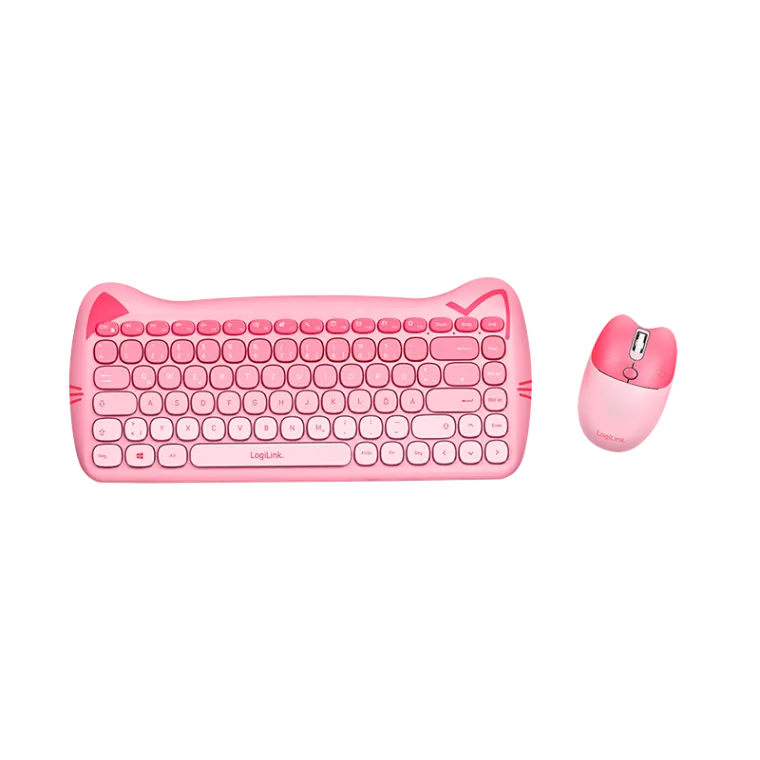 Kabellose 2,4 GHz Tastatur-Maus-Kombi, 1600 DPI, kindgerecht, DE-Layout, Pink