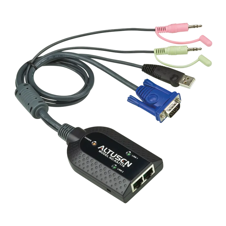 Adapter Kabel Dual USB - VGA auf Cat.5/6 KVM mit Audio & VMS