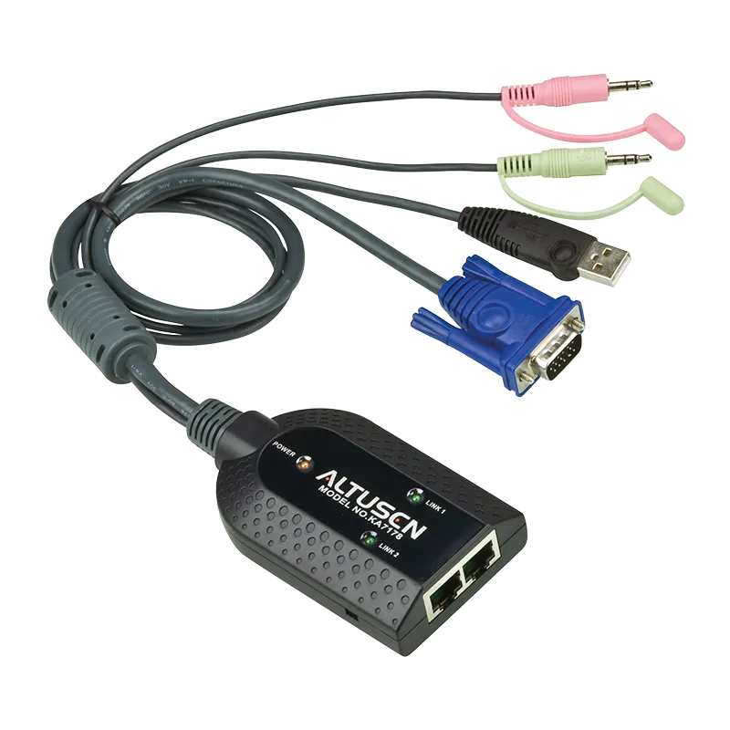 Adapter Kabel Dual USB - VGA auf Cat.5/6 KVM mit Audio & VMS
