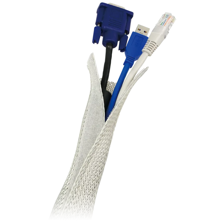 Kabelschlauch (Klett), PET, grau, AD: 32 mm, 1,8 m