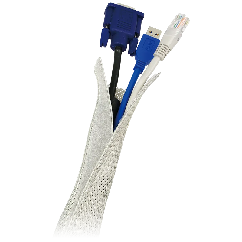 Kabelschlauch (Klett), PET, grau, AD: 32 mm, 1,8 m