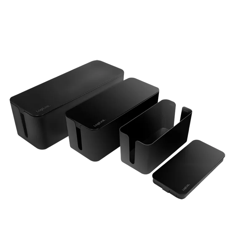 Kabelbox-Set, 3 Größen, schwarz