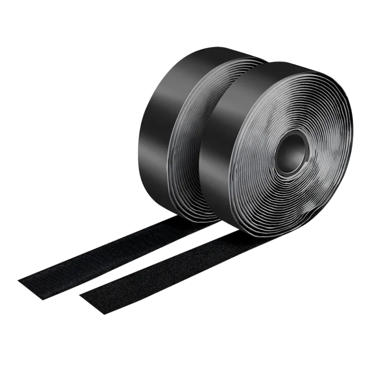 Selbstklebendes Klettband-Set, schwarz, 25 mm breit, Rolle, 5 m