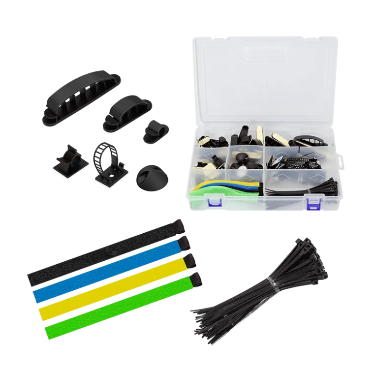 Kabel-Organisations-Set in einer Box, 8-Artikel, 128 Stk., gemischtfarbig
