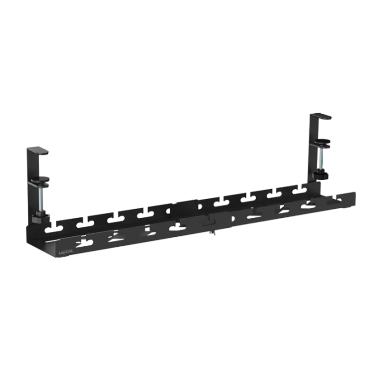 Kabelrinnen-Organizer, Untertischmontage, klemmbar, ausziehbar, Metall, schwarz