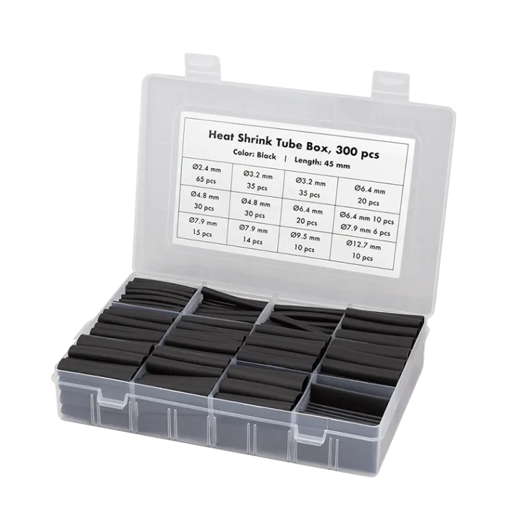 Schrumpfschlauch-Set, 300 stk., 45mm Länge, 3:1 Schrumpfrate, schwarz