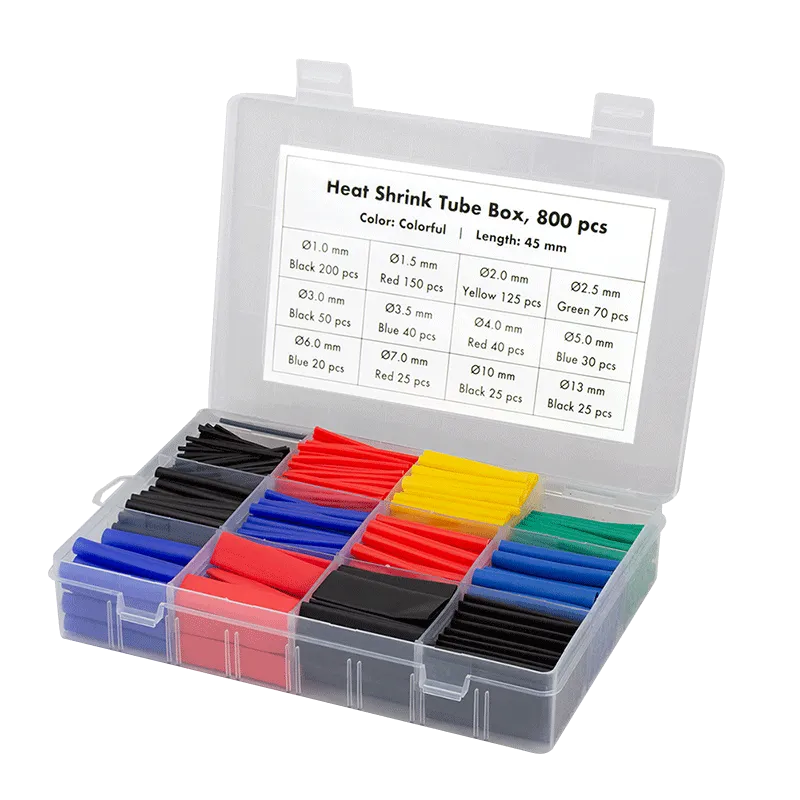 Schrumpfschlauch-Set, 800 stk., 45mm Länge, 2:1 Schrumpfrate, versch. Farben