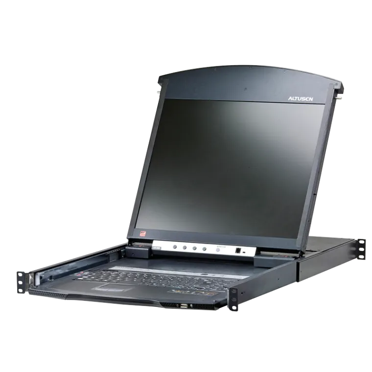 LCD Konsole 19" mit 16-Port Cat.5/6 KVM over IP Switch (Dual Rail)