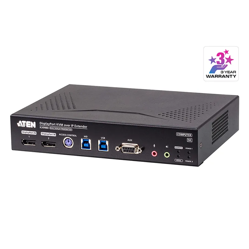 5K DisplayPort Dual Display KVM über IP Sender, Aten KX9980T
