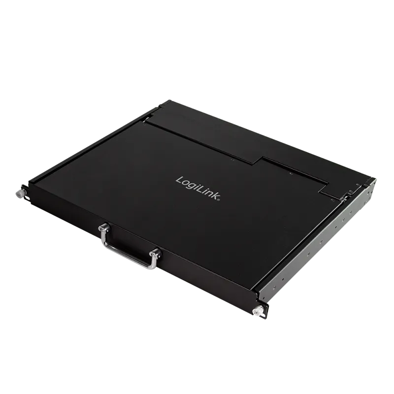 LCD-KVM-Konsole mit 8-Port KVM-Switch, VGA, USB-A, PS/2, geringe Einbautiefe, QWERTY