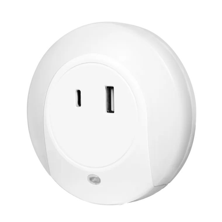 LED-Nachtlicht mit Dämmerungssensor, USB-C, USB-A