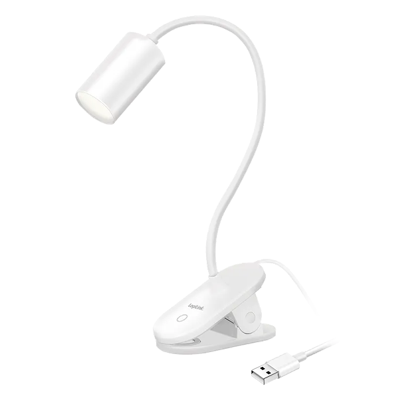 LED-Klemmleuchte, 4000 K, 200 lm, 360° flexibler Hals, 3-stufige Helligkeit, Touch-Bedienung, Weiß