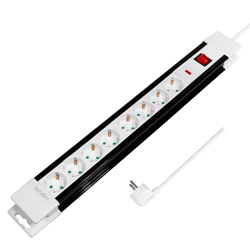 Steckdosenleiste 8-fach + Schalter, 8x CEE 7/3, 3 m, weiß