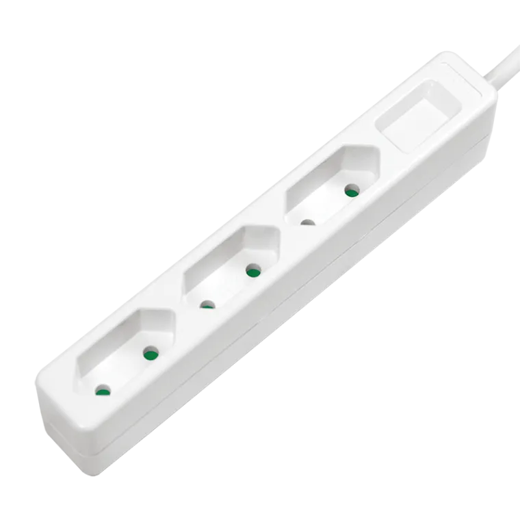 Steckdosenleiste 3-fach, 3x CEE 7/16, schmal, 1,5 m, weiß