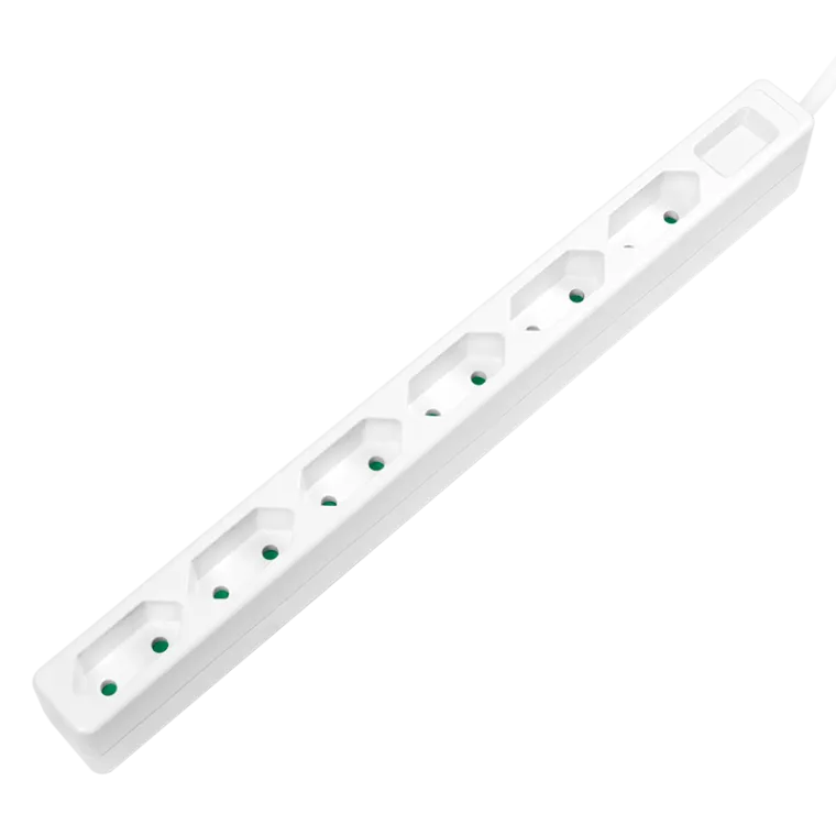 Steckdosenleiste 6-fach, 6x CEE 7/16, schmal, 1,5 m, weiß