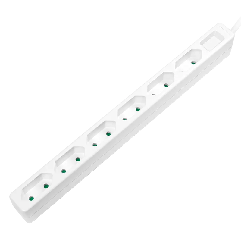 Steckdosenleiste 6-fach, 6x CEE 7/16, schmal, 1,5 m, weiß
