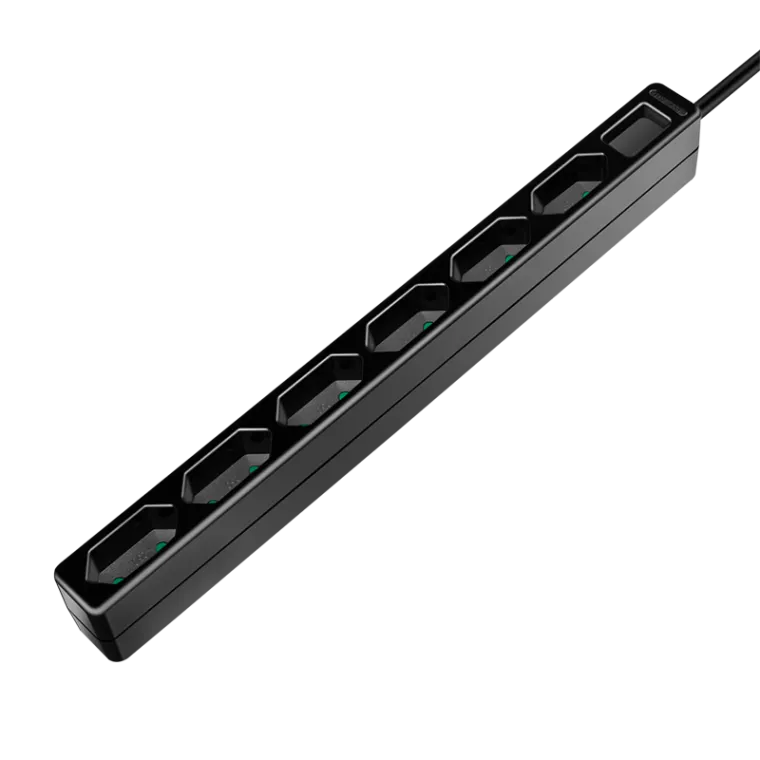 Steckdosenleiste 6-fach, 6x CEE 7/16, schmal, 1,5 m, schwarz