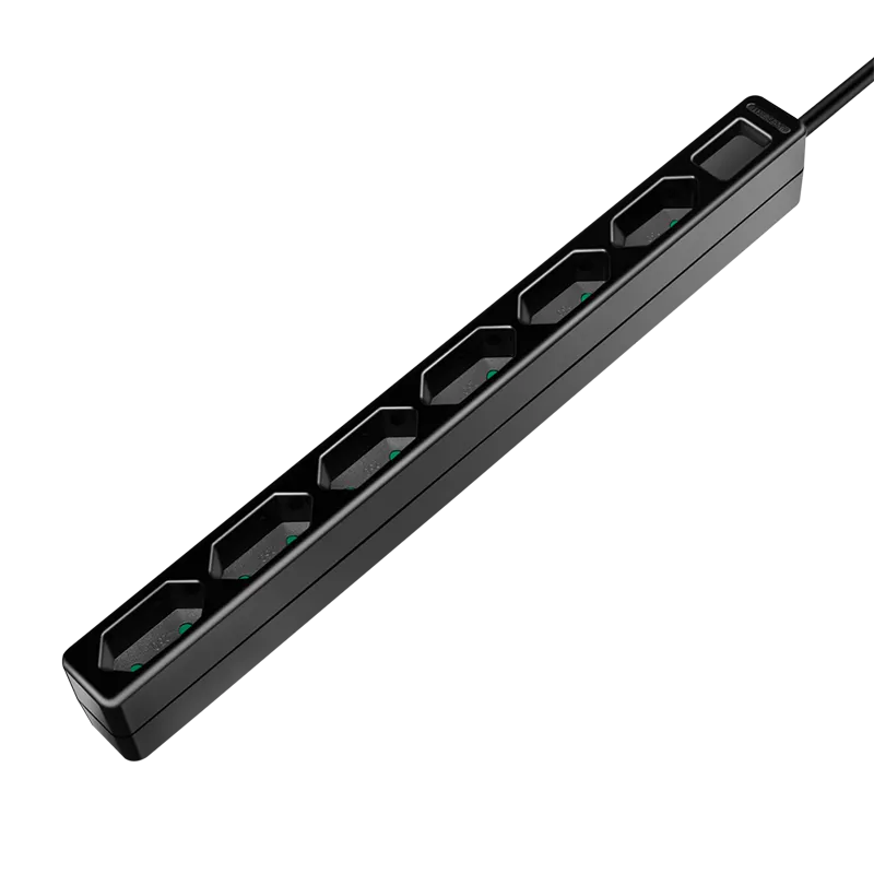 Steckdosenleiste 6-fach, 6x CEE 7/16, schmal, 1,5 m, schwarz