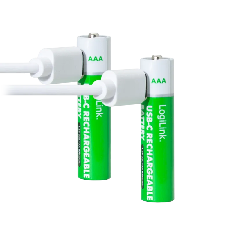 AAA 1.5 V Li-Ion-Akkus, 550 mAh/825 mWh, integrierter USB-C-Port, wiederaufladbar, 2 Stk.