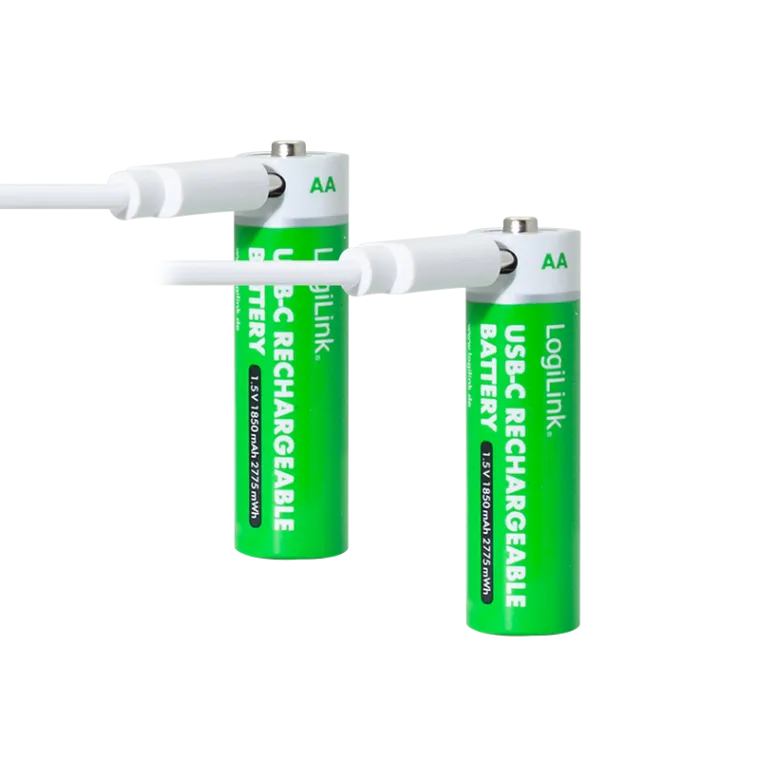 AA 1.5 V Li-Ion-Akkus, 1850 mAh/2775 mWh, integrierter USB-C-Port, wiederaufladbar, 2 Stk.