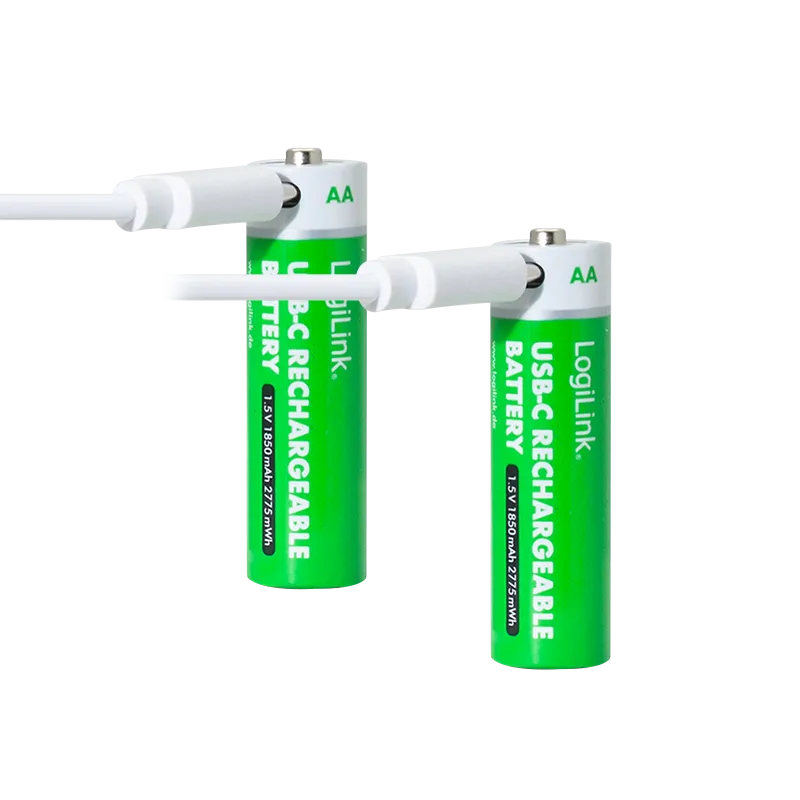 AA 1.5 V Li-Ion-Akkus, 1850 mAh/2775 mWh, integrierter USB-C-Port, wiederaufladbar, 2 Stk.