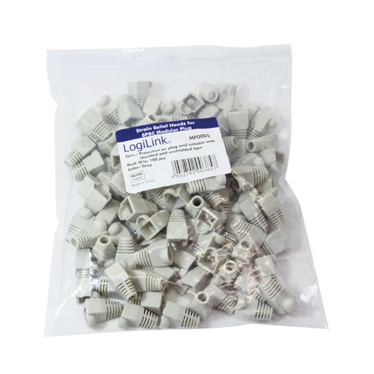 RJ45-Stecker Knickschutztülle, 5,8 mm, Grau, 100 Stk.