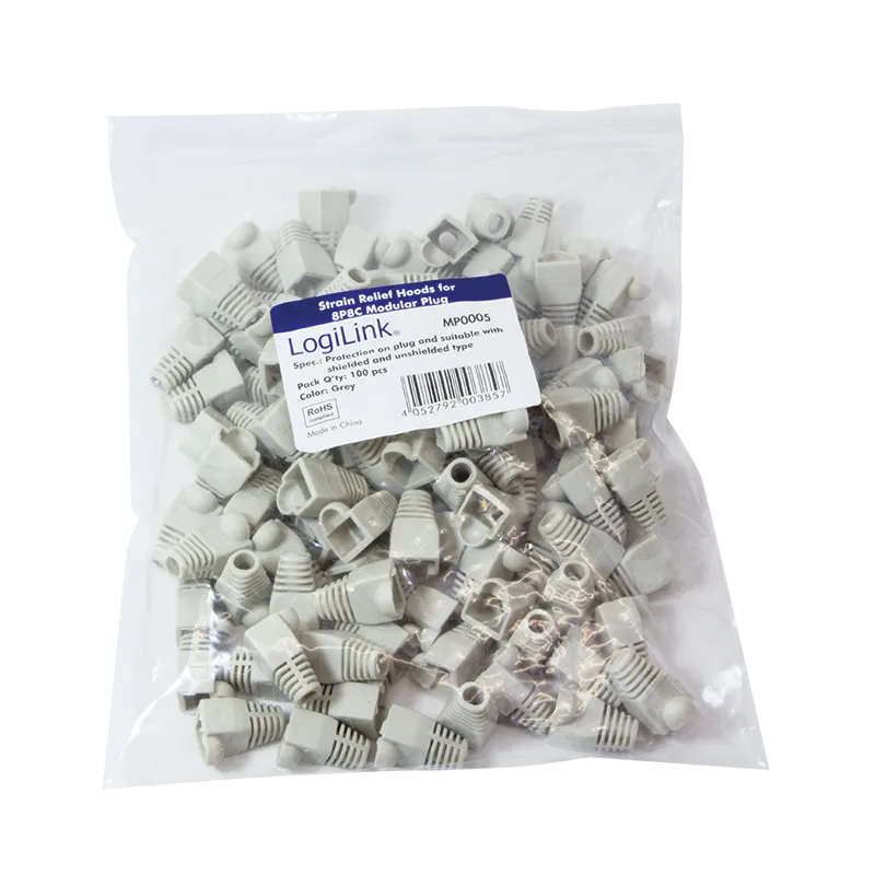RJ45-Stecker Knickschutztülle, 5,8 mm, Grau, 100 Stk.