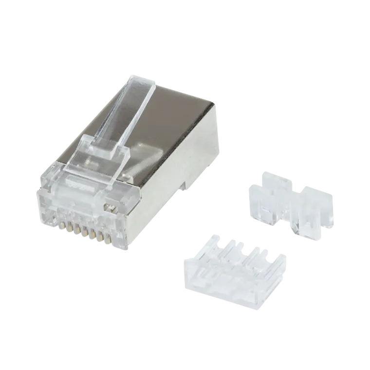 RJ45-Modularstecker Cat.6A geschirmt, mit Einfädelhilfe, 50 Stk., für starre u. flexible Adern