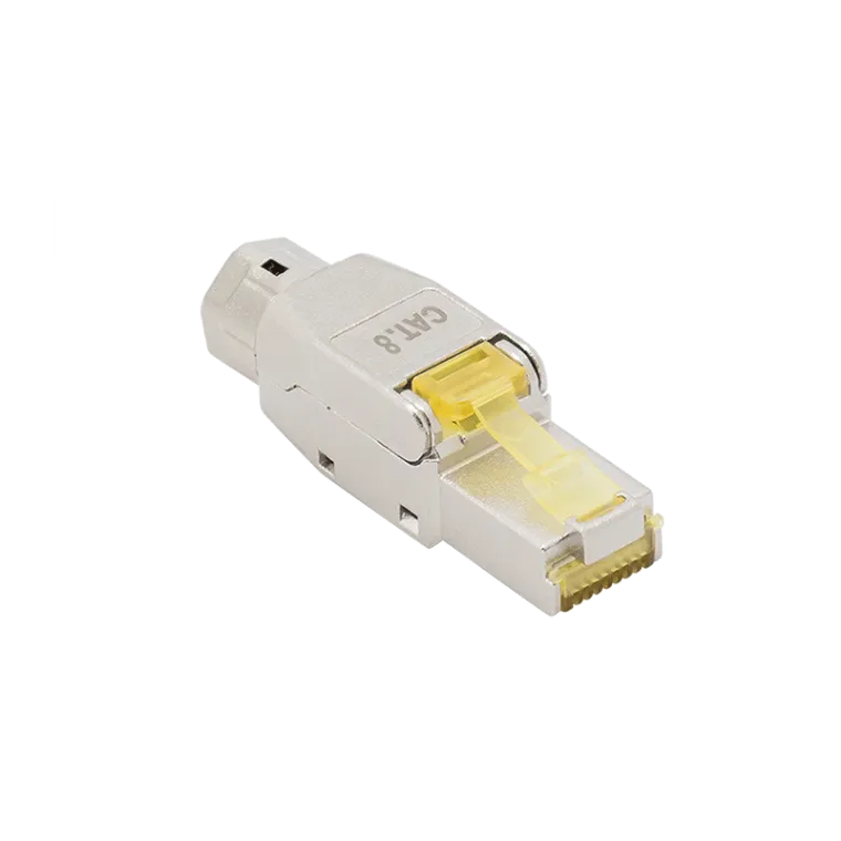 Feldkonfektionierbarer Cat.8.1 RJ45 Stecker, geschirmt, extra kurz