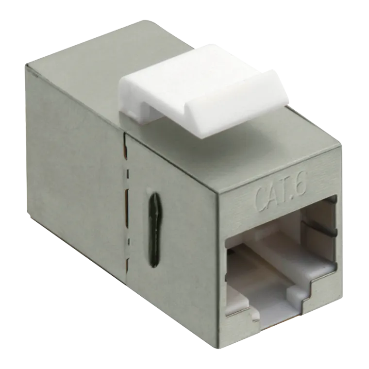 Cat.6 Keystone Kupplung 2 x RJ45 STP, 14,6 mm breit, Metallgehäuse