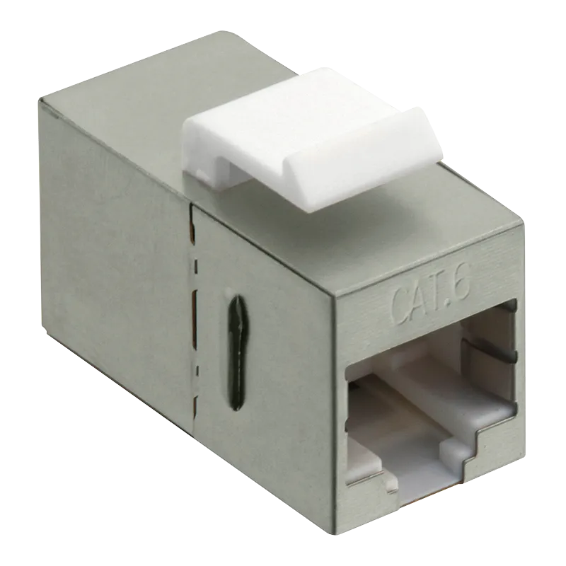 Cat.6 Keystone Kupplung 2 x RJ45 STP, 14,6 mm breit, Metallgehäuse