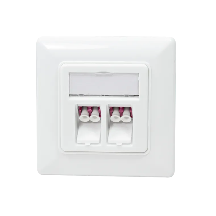 Unterputzdose mit 2 LC-Duplex Adaptern Multimode, Erikaviolett (OM4)