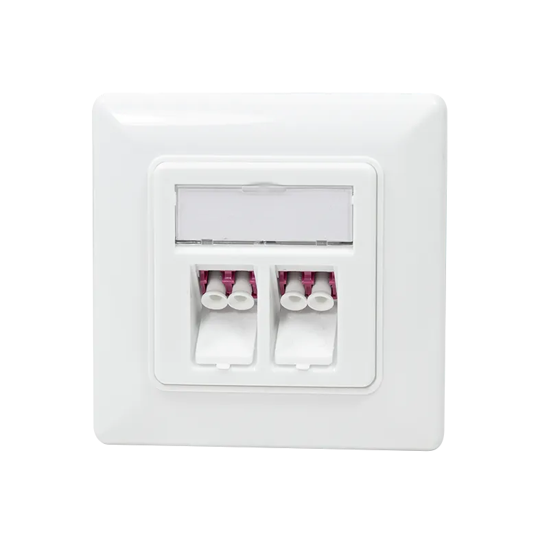 Unterputzdose mit 2 LC-Duplex Adaptern Multimode, Erikaviolett (OM4)