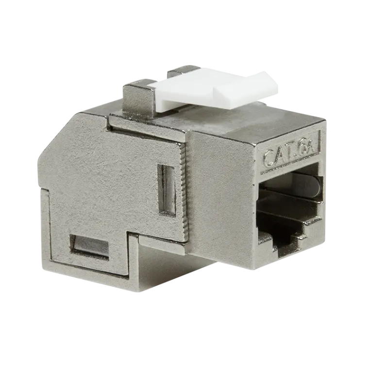 Cat.6A Keystone Kupplung 2 x RJ45 STP, 90° gewinkelt, Metallgehäuse