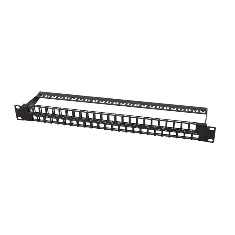 19" Patchpanel für 48 Keystone Module, 1 HE, unbestückt, Schwarz